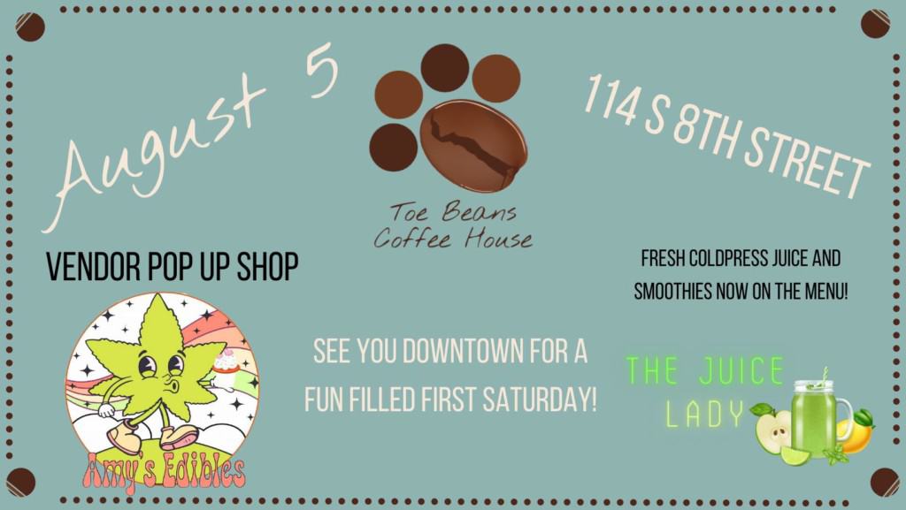 August First Saturday at Toe Beans Coffeehouse Downtown St. Joseph